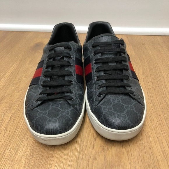 Gucci Ace GG Supreme Sneakers Mens 7 Black Streetwear Comfort Designer - Picture 2 of 15